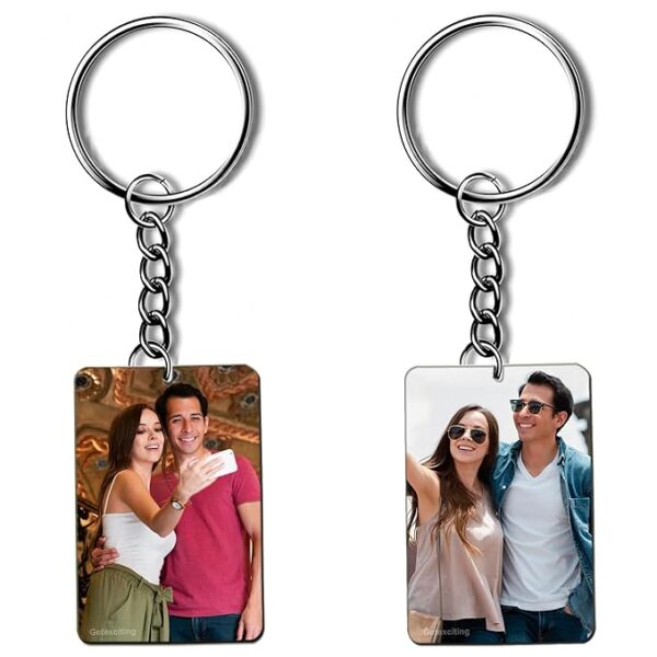 Personalised Photo/Name Keychain Customised Photo Key Chain With Picture For Bike, Car, Home, Office (Multicolour 5.7X4.4 Cm)
