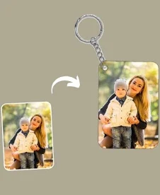 Personalised Photo/Name Keychain Customised Photo Key Chain With Picture For Bike, Car, Home, Office (Multicolour 5.7X4.4 Cm)