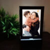 Rotating Photo Lamp with LED Lights, 10x10x15.5 cm, 5 Photos Display, Black Frame, Anniversary Birthday Gift