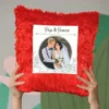 Arihant Gift Bikaner – Customizable Red Fur Cushion | Soft, Stylish & Perfect for Gifting